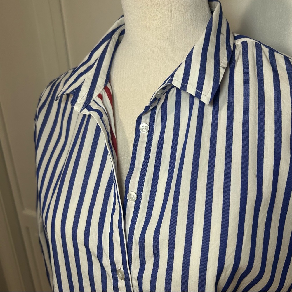 Saint James Benedict Blue and White Striped shirt Dress 10 - Picture 15 of 16